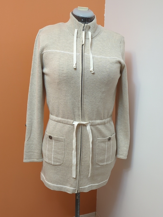 Olsen Jackets & Blazers - Olsen Zip-Up Knit Cardigan with Drawstring Waist